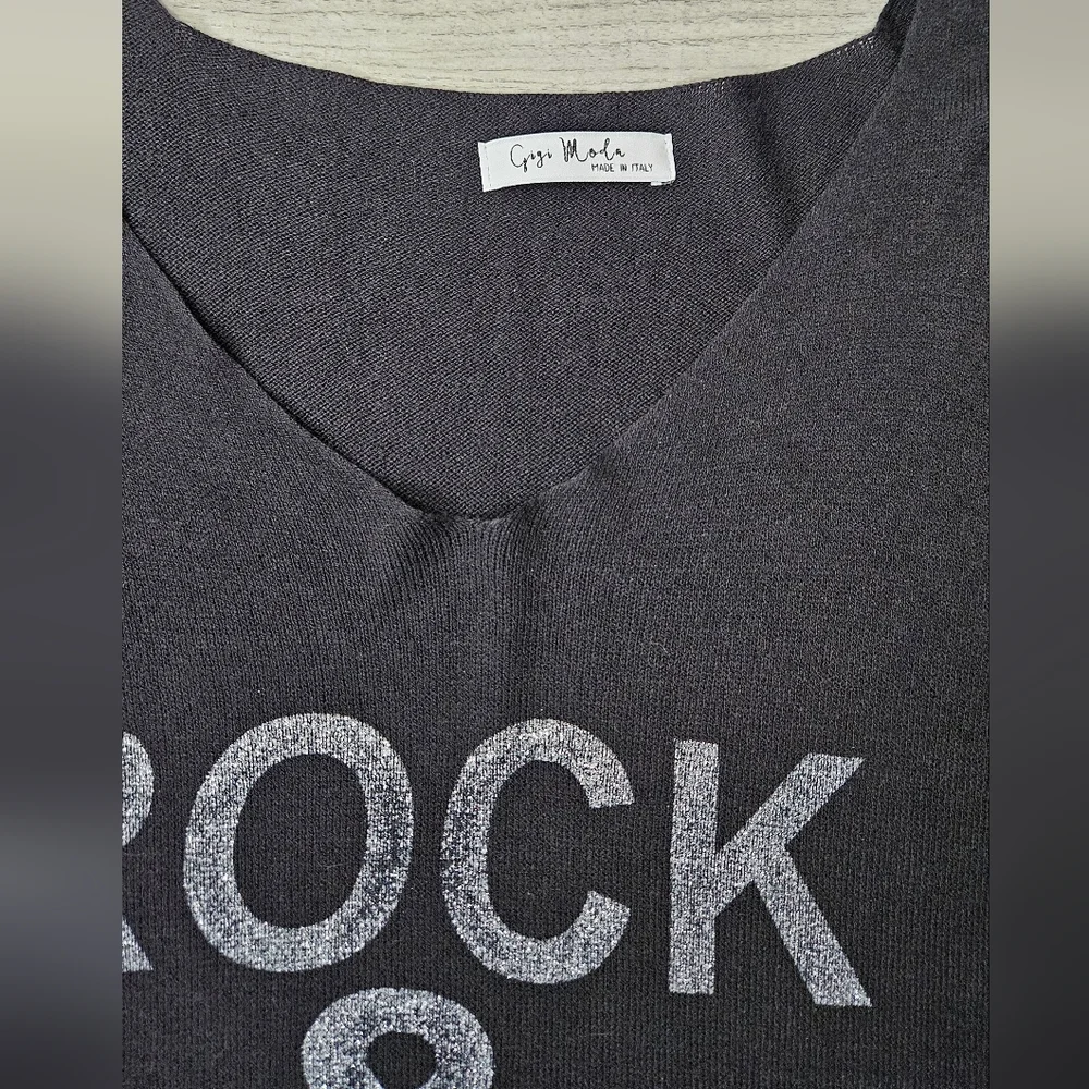 Gigi Moda Mohair Blend Rock & Love Black Dolman 3/4 Sleeve Sweater ONE SIZE 1218 - Picture 7 of 9